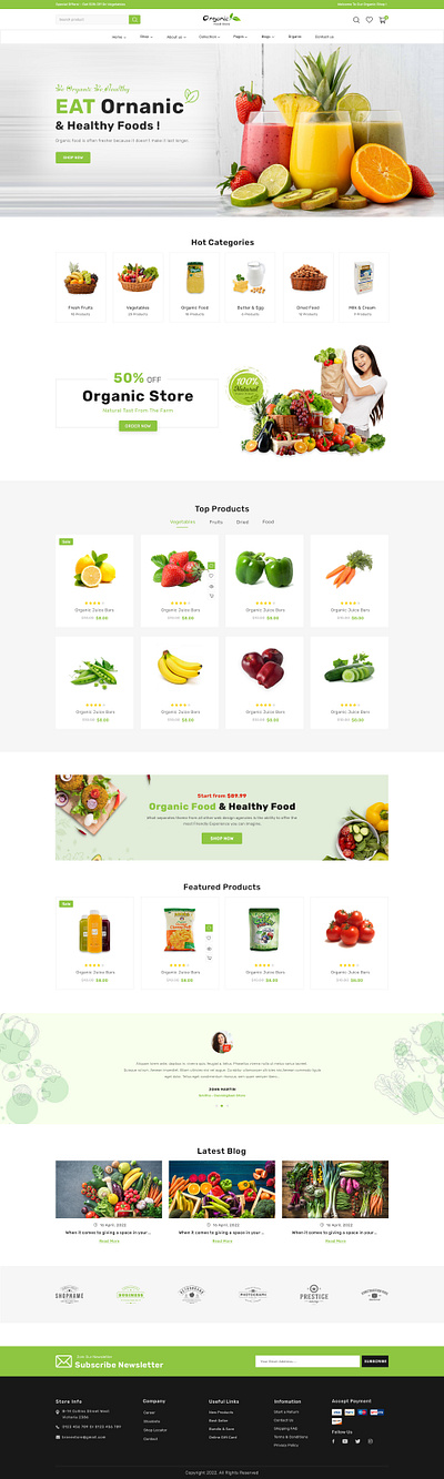 Organic Fruit Store 3d animation branding categories design footer fruit graphic design logo motion graphics theme ui website