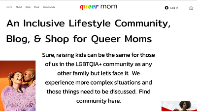 Queer Mom Online Community branding community ecommerce forums lifestyle merch shop merchandise modern modern design mom blog online community online shop queer queer art queer design sell online simple sleek ui white space