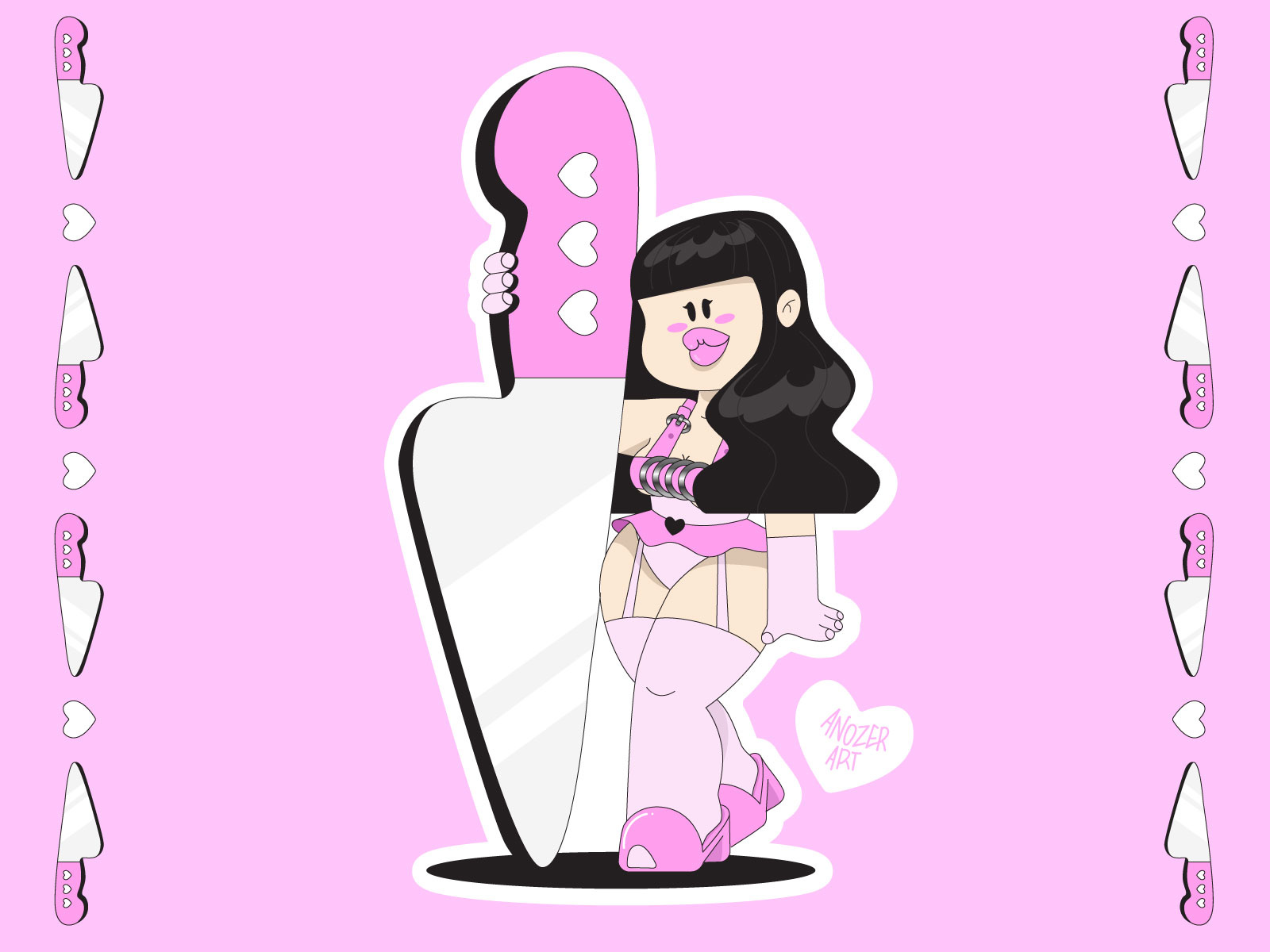 In pink 2d adobeillustrator anozerart art character color cute design digital drawing flat pink vector