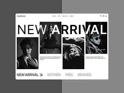 E-commerce Luxury Brand Store Concept black black and white clothes commerce design ecommerce fashion landing page luxury minimalist monochrome shop shopify store ui web web design website website design white