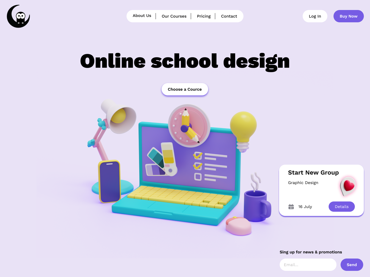 Online school design / CRM 3d branding crm dashboard design e commerce online school ui ux web design