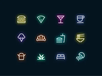 Neon icons colorful future gamedev gaming icons neon night mode retro