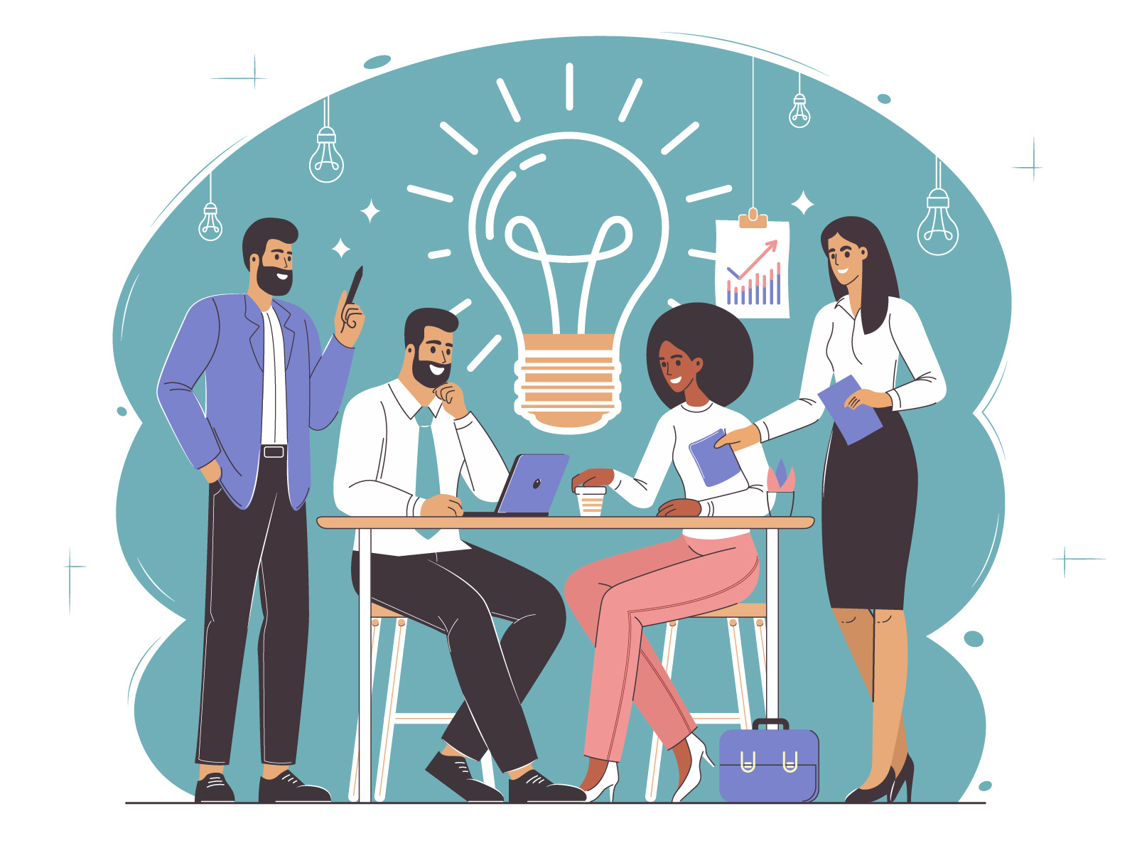 Teamwork. Business process. Vector illustration by Aleksander S on Dribbble