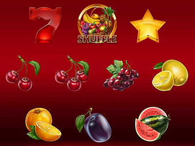 Classic themed online slot machine - Set of fruits slot symbols animation classic slot classic themed fruit slot fruit symbols fruits animation gambling gambling animation game animation game art game design graphic design motion graphics slot animation slot design slot game art slot game design symbols animation