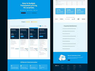 Pricing web page for M365 governance company graphic design m365 pricing page ui web design web page