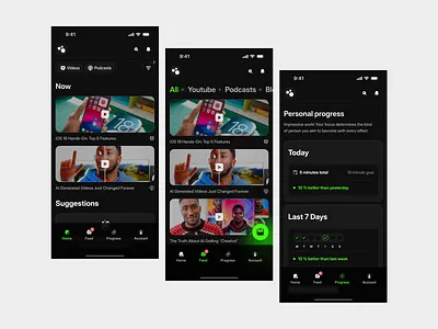 Thoughtful App redesign * Now with dark mode * ✨🚀 app available for work clean dark mode design design partner ios mobile app modern