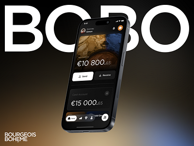 Mobile App for the bank Bourgeois Bohéme app design banking dark theme dashboard finance finance management financial technology fintech luxury bank minimalism mobile app mobile design payment premium trading app uiux wallet