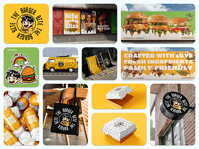 The Burger Bite: Branding, Logo Design branding colorscheme familyfriendly foodbranding freshingredients graphicdesign illustration logodesign restaurantbranding typography