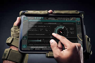 Route - Speedometer - Tablet Mobile UI bar datavisualisation defense navigation route map route points speedbar speedmeter speedometer tabs