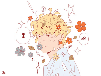 Just a character blonde boy character character design clothes design face flat flowers hair illustration leaves man men minimal people person star stars vector