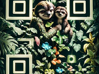 Charming Sloth Duo QR Code animal qr code animals cute design qr code marketing qr code sloth