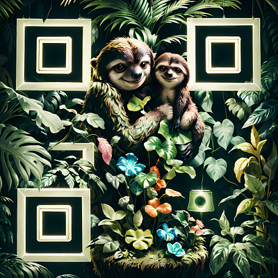 Charming Sloth Duo QR Code animal qr code animals cute design qr code marketing qr code sloth