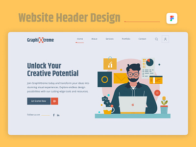 GraphiXtreme Website Header Design aitools branding creativedesign illustration logo midjourney moderndesign ui uidesign uiux userexperience userinterface websitedesign webui