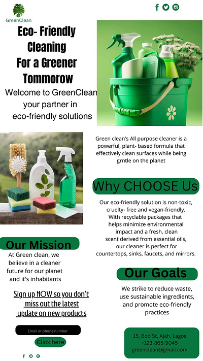 This is a landing page for an eco friendly cleaning community branding color theory graphic design layout print design typography visual identity design