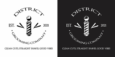 DISTRICT - Grooming Company barbershop graphic design grooming logo logo design signage vector vector design