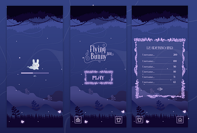 Flying Bunny - Mobile Game adobe adobe illustrator branding casual game design figma game game project game ui graphic design illustration mobile mobile game photshop ui vector