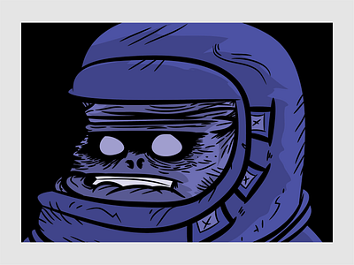 A Concerned Astronaut Illustration adobe illustrator astronaut blue cartoon character comics concerned cosmonaut fear helmet illustration monochromatic sci fi space weird