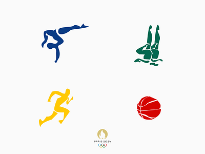 Olympic Pictograms Inspired by Henri Matisse 2024 olympic athlete flat henri matisse icon icon set iconography olympic olympic pictogram organic shape paris 2024 olympic pictogram