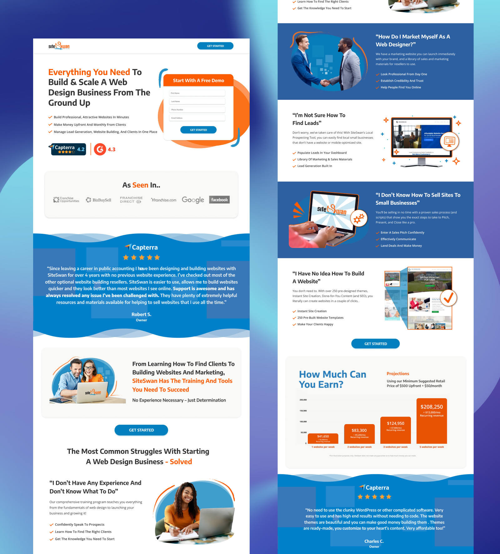 Landing Page for SiteSwan, a Home-Based Web Design Business