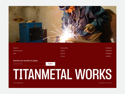 Footer section for TitanMetal Works ui ux web