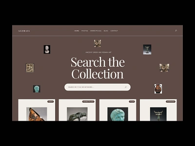 Ancient Art Platform ancient art art e commerce greek art layout marketplace platform product card roman art search search bar site typography ui ux web web design webdesign website