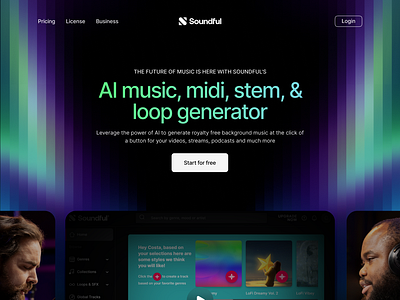 Ai music generator website design ai design hero music ui ux web web design website