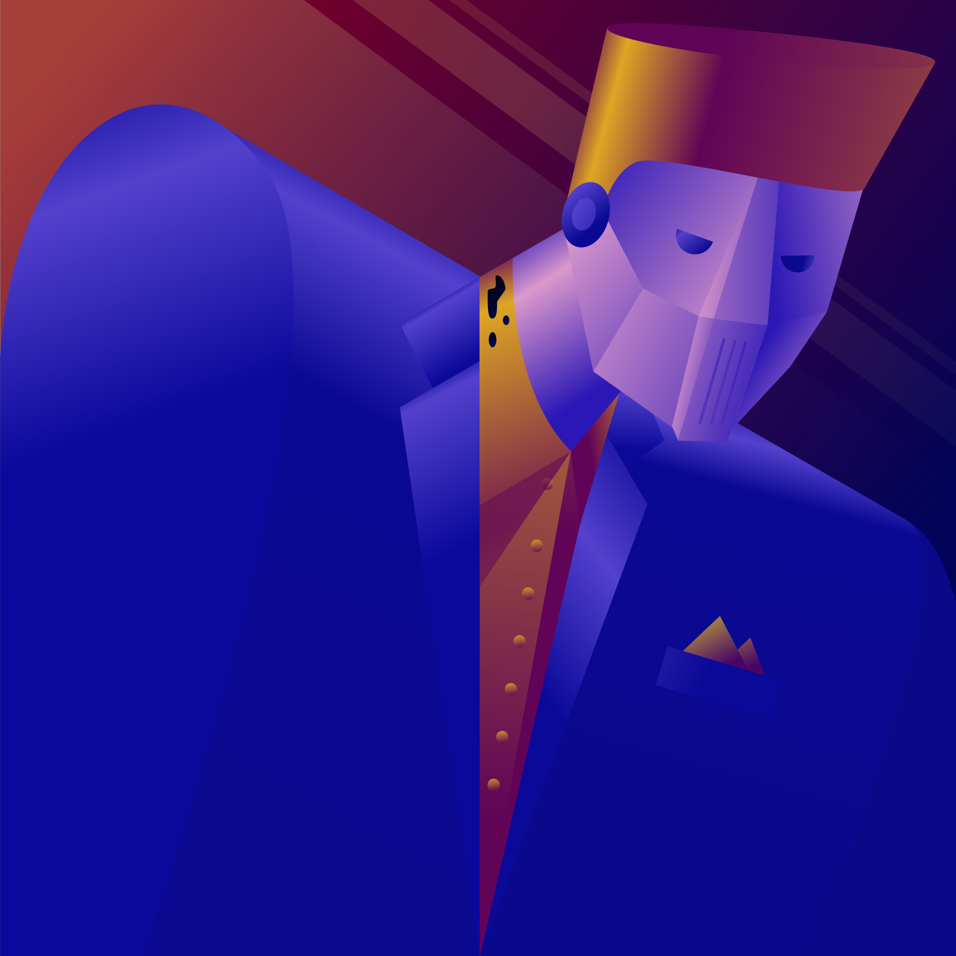 Robots among us. 11 gradient illustration illustrator light man robot suit