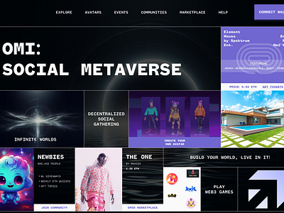 OMI: Social Metaverse UI 3d design hero section interface metaverse social metaverse ui user interface web web3