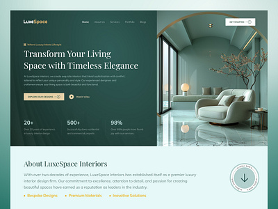 LuxeSpace: Luxury Interior Website designgoals dribble figma high end interior decor homedecor homeinspiration interior interiordesign interiorwebsite luxuryliving luxurywebsite op interior design firms ui uiux upscaleinteriors ux web website websitedesign xclusivedecor