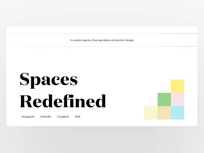 Spaces Footer agency design footer interface interior design landing page light ui website white
