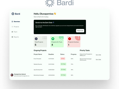 Bardi - Project Management Dashboard app dashboard interface overview project project management ui web web app