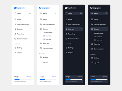 Sidebar Navigation dark mode flat light minimal nav navigation sidebar theme ui ux web web design