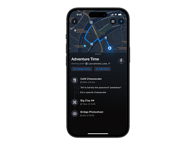 AI Route Planner app apple design figma graphic design ios map mobile route ui ux