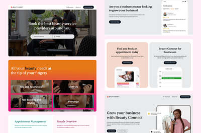 Beauty Connect landing page beauty landing page ui