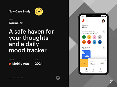 New Case Study – Journaler (Mobile App) animated emoji animation casestudy concept app design emoji iconography journal journalapp mobile mobileapp mood tracker motion ui