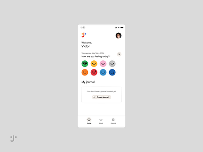 New Case Study – Journaler (Mobile App) app animation concept design emoji app home interaction micro interaction mobile app mood mood tracker app motion ui