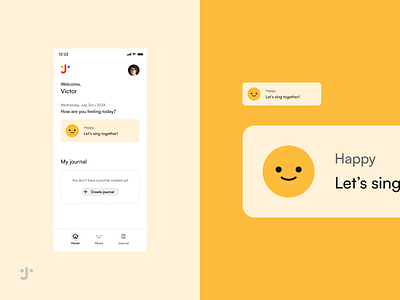 New Case Study – Journaler (Mobile App) alert app concept design emoji mobile app mood tracker app ui