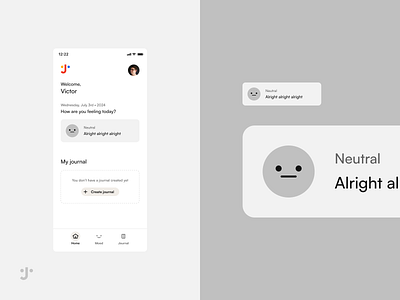 New Case Study – Journaler (Mobile App) app concept design emoji mobile app mood app mood tracker prototype ui