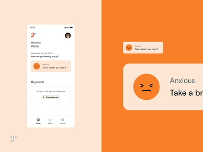 New Case Study – Journaler (Mobile App) app concept design design system emojis mobile app mood app mood tracker prototype ui