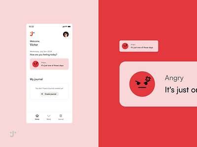 New Case Study – Journaler (Mobile App) after effects app concept design emoji journal journaling app mood app mood tracker motion ui