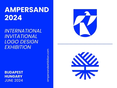 Ampersand 2024 Logo Exhibition abstract animal bird blue design exhibition invitational logo nature shield symbol tree wings