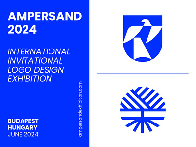 Ampersand 2024 Logo Exhibition abstract animal bird blue design exhibition invitational logo nature shield symbol tree wings