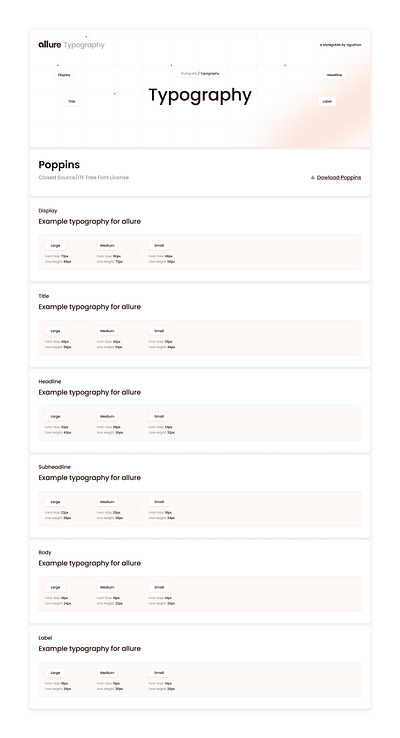 allure Design System Typography 3d animation app branding design designsystem graphic design illustration landingpage logo motion graphics ui uidesign uiux ux vector