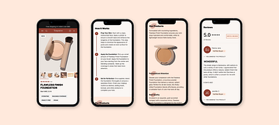 Foundation Mobile Mockup beauty branding e commerce figma landing page makeup mobile pink ui uiux design website