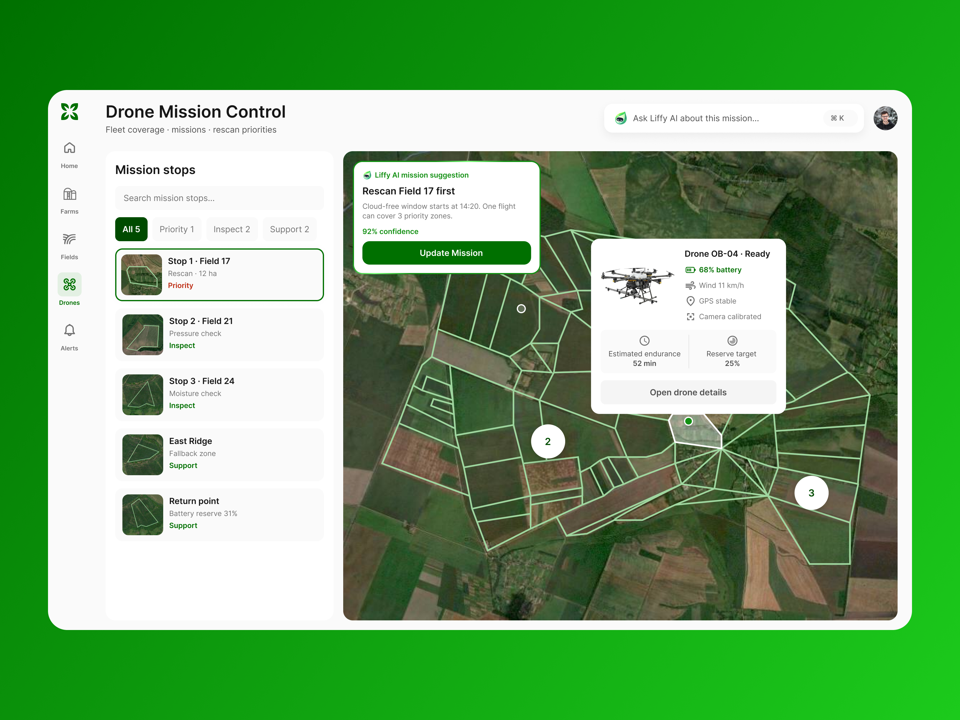Agro SaaS farm management system - Drones page - Light agro analytics analytics platform dashboard data visualization drones saas ui wed design