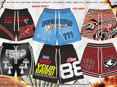 Short pants, mesh shorts, trunks, pants collection design acid washed clothes design fashion illustration mesh short pant shorts streetwear trunks