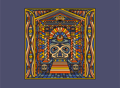 THE GATE album branding bright colorful dark death design floor gate graphic design illustration merch mushroom myth poster skull square ui