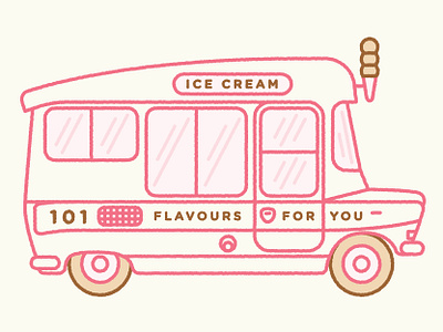 Ice Cream chris rooney cone harlequin ice cream ice cream truck illustration neapolitan side view