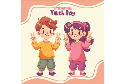 Illustration for International Youth Day Celebration awareness background beautiful celebration children club creative culture day group harmony message nation peace people school symbol unity young youth