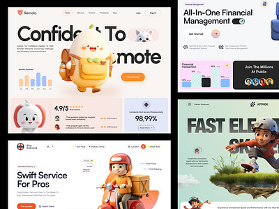 Header Exploration with 3D Illustration 3d color dashboard delivery elementor finance financial framer fun graphic header illustration platform software ui webflow website wordpress